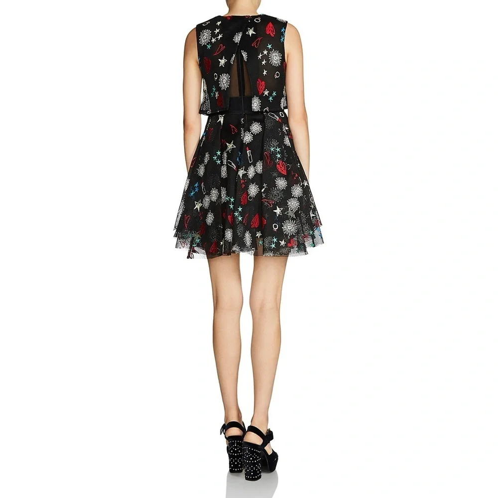 Maje Rachel Heart and Floral Print Mini Dress